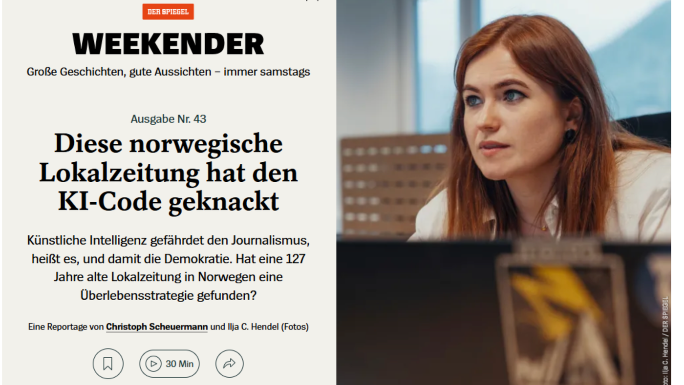 iTromsø har fått støtte til en ny type KI-journalistikk. Lokalavisen havnet nylig i det tyske magasinet Der Spiegel som "lokalavisen som har knekket KI-koden". På faksimilebilde er nyhetsredaktør Marianne Louise Lein Moe. 