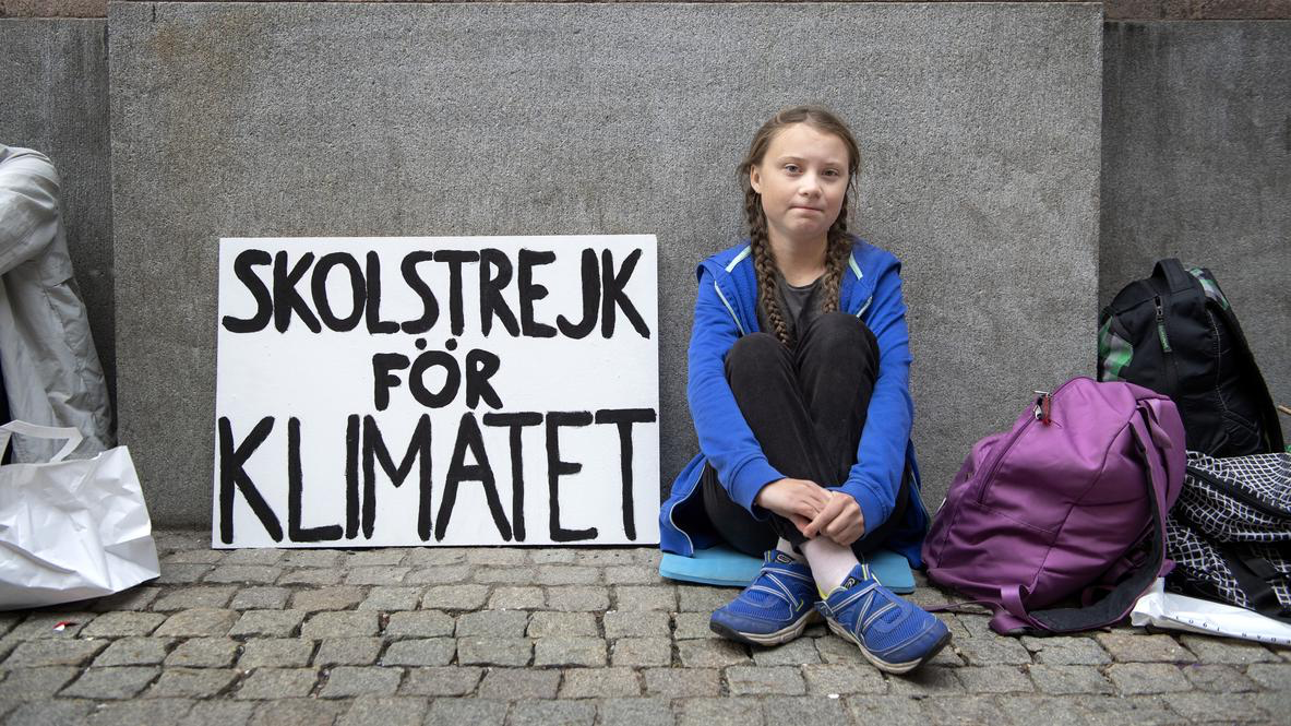 16 år gamle Greta Thunberg startet skolestreikene for klima. Foto: Jessica Gow/ TT / NTB scanpix