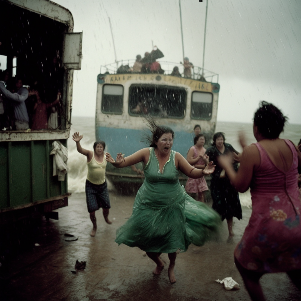 People arriving shore from boat