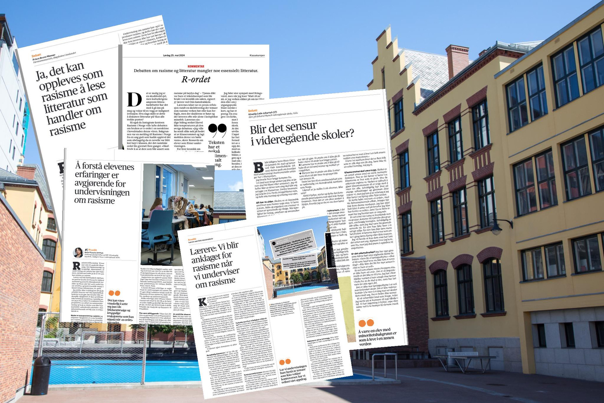 Collage med tekst og bilde av Katedralskolen i Oslo